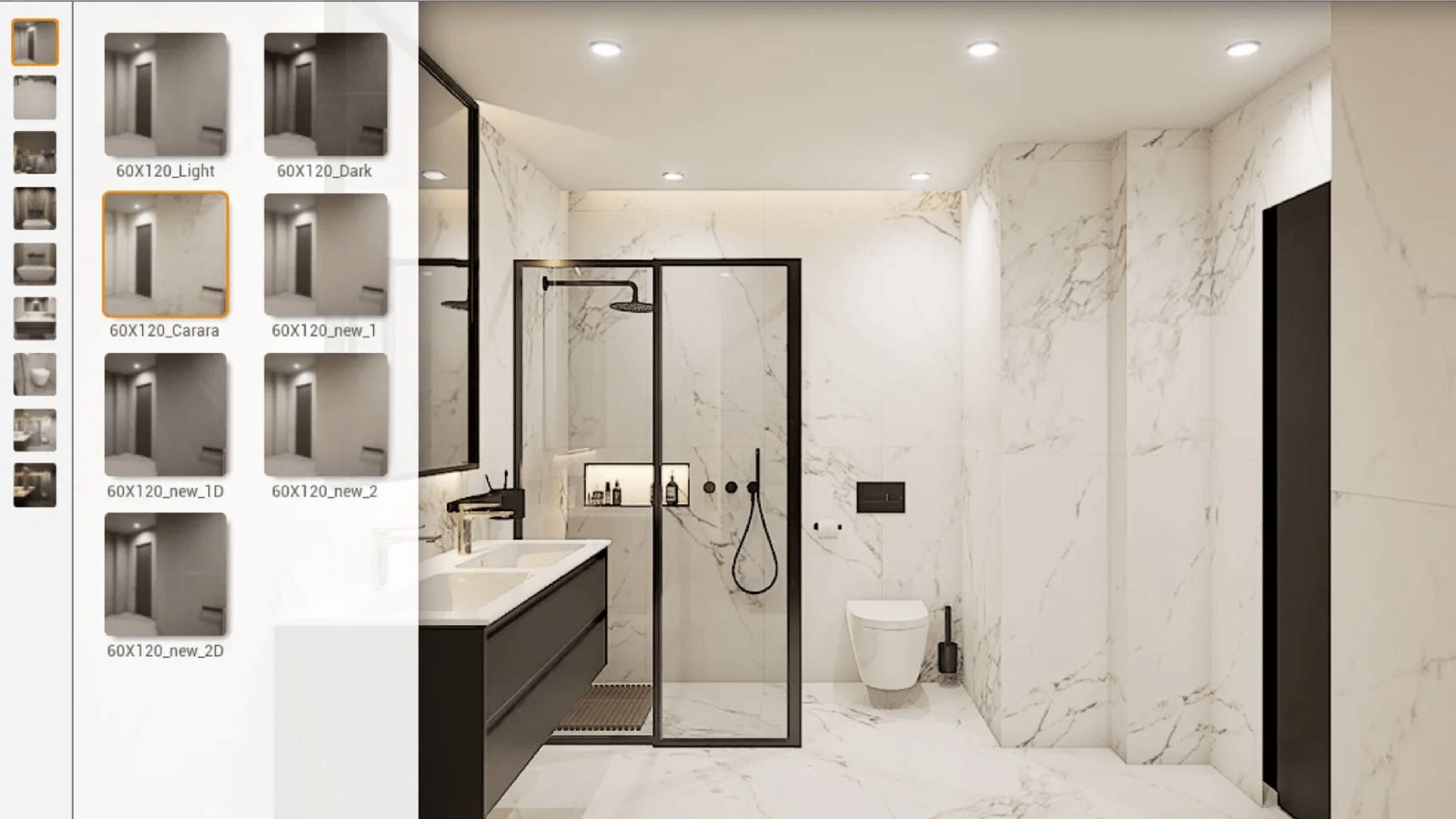 Bathroom configurator, alternate layout